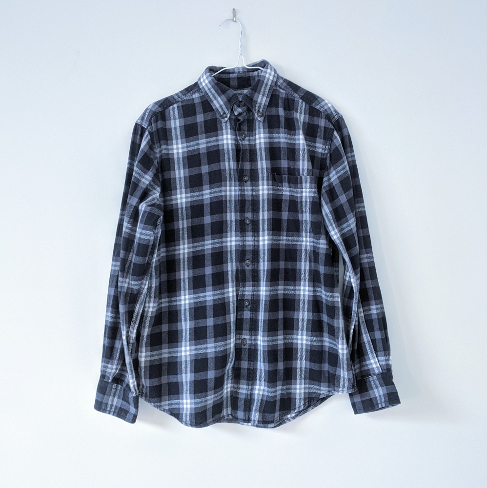 OUTDOOR LIFE Black & White Plaid Button Down Flannel Shirt | Size S